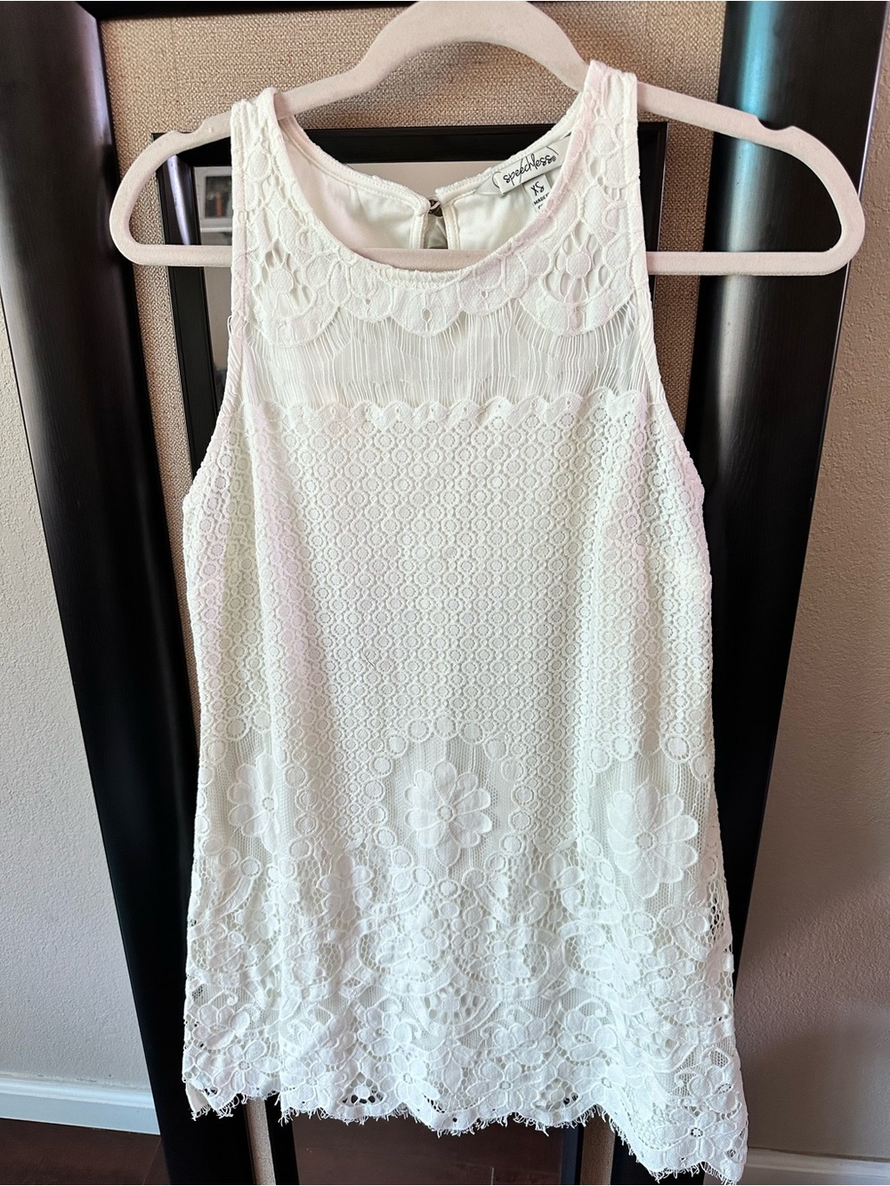 Speechless White Lace Crochet Tank Dress